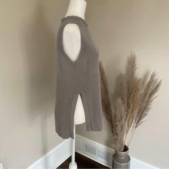 Wilfred Aritzia Palmier Sweater Side Split Knit Sleeveless Tank Top Gray Size M - Picture 10 of 11